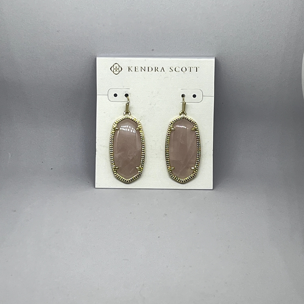 ◇◇ Kendra Scott Ella Earrings in Rose Quartz  14k Plate